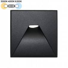 Φωτιστικό Χωνευτό Τετράγωνο LED 3W 230V CCT Αλουμινίου IP44 Μαύρο